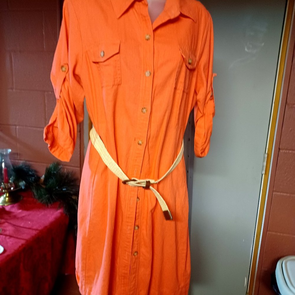 Orange button down dress